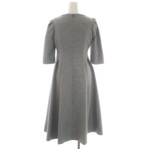 CELFORD 22AW トリプルクロスワンピース ロング ミモレ スクエアネック 五分袖 千鳥柄 34 黒 白 ブラック ホワイト