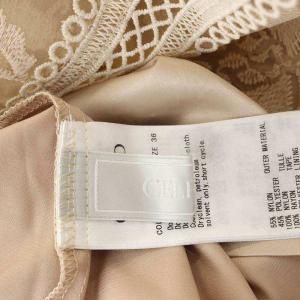 CELFORD オーナメント刺繍レースワンピース ミモレ丈 ロング 半袖 36 ピンクベージュ