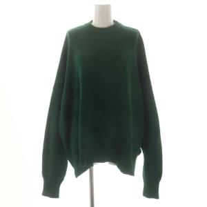 22AW COTTONアゼクルーネック ニット セーター 長袖 リブ 緑 グリーン