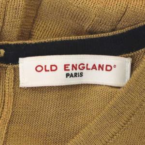 OLD ENGLAND ベルト付 プリーツニットワンピース ミモレ丈 ロング 長袖 ウール 36 キャメル