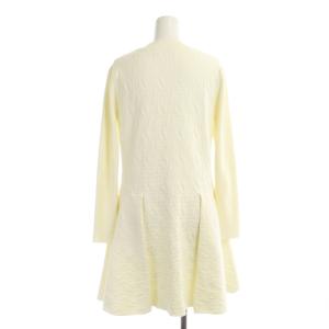 CELFORD ロゴふくれジャガードニットワンピース ミニ 長袖 総柄 ウール混 36 オフホワイト