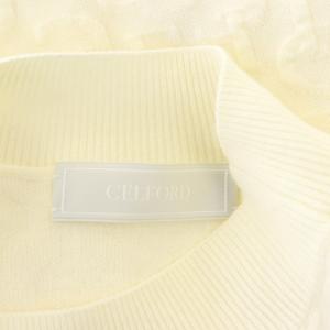 CELFORD ロゴふくれジャガードニットワンピース ミニ 長袖 総柄 ウール混 36 オフホワイト