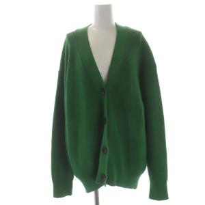 23SS オーバー畦ニットカーディガン 長袖 Vネック 緑 グリーン