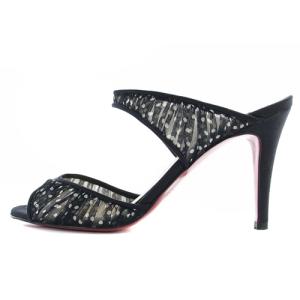 Christian Louboutin リボン ドット ミュール 34.5 21.5cm 黒 ブラック