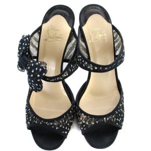 Christian Louboutin リボン ドット ミュール 34.5 21.5cm 黒 ブラック