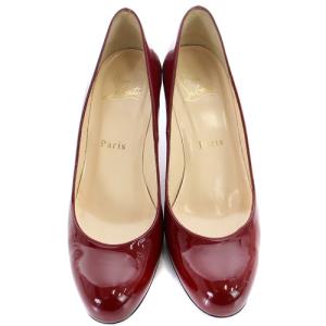 Christian Louboutin エナメル ラウンドトゥ パンプス ピンヒール 35 22cm ボルドー