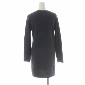 lucien pellat finet カシミヤニット スカル刺繍 チュニック ワンピース ミニ 長袖 ラインストーン S チャコールグレー