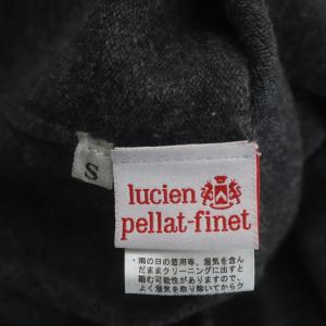 lucien pellat finet カシミヤニット スカル刺繍 チュニック ワンピース ミニ 長袖 ラインストーン S チャコールグレー