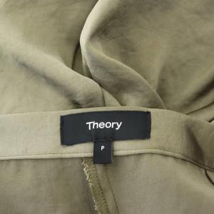 Theory 22SS CRUSHED SATIN ASYM SEAM MAXI ロングスカート マキシ フレア P カーキ