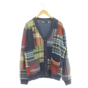 POLO RALPH LAUREN パッチワークカーディガン ニット 長袖 チェック L マルチカラー