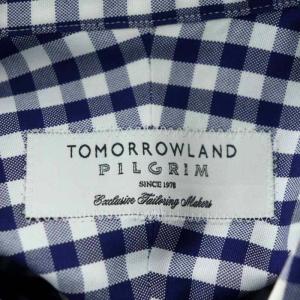 TOMORROWLAND ピルグリム PILGRIM コットンギンガムチェックBDシャツ 長袖 38 青 白 ブルー ホワイト