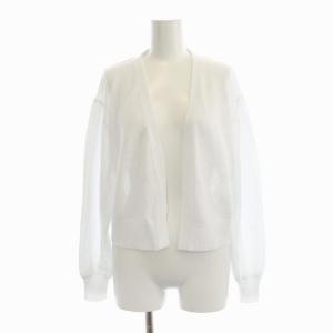 5G ノーボタン ニットカーディガン 長袖 クロップド 白 ホワイト