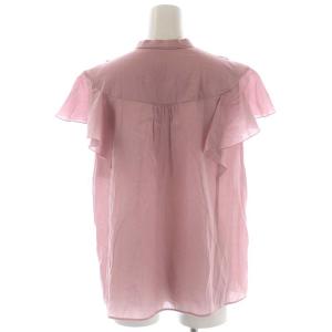 ANAYI 22SS ライトローンスタンドラッフルブラウス フレンチスリーブ シアー 前開き 38 スモークピンク