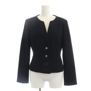 ANAYI セットアップ 上下 ノーカラー ジャケット 膝丈スカート タイト ウール 38 黒 ブラック