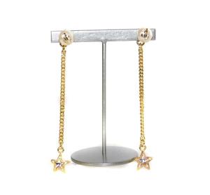 JC Star Drop Earrings ピアス パール スワロフスキークリスタル スターモチーフ メタルチェーン ゴールド色