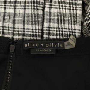 alice + olivia チェック プリーツスカート ミニ 6 黒 グレー 白