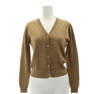 ウール Vネックカーディガン ニット 長袖 9 茶 ブラウン