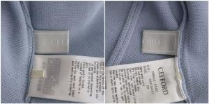 CELFORD 21AW プリーツホールガーメントワンピース 長袖 ロング丈 ミモレ丈 2WAY クルーネック Vネック 36 M 青 ブルー