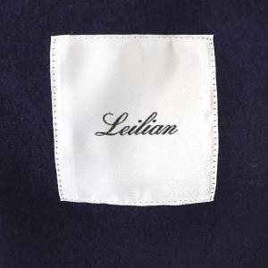 Leilian ノーカラーコート ウール ロング 11 紺 ネイビー