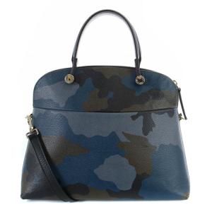 FURLA パイパー カモフラージュ ハンドバッグ ショルダーバッグ 2way レザー 青 ブルー