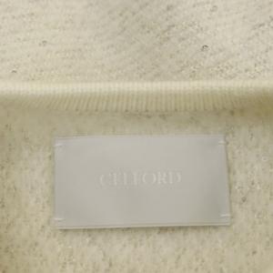 CELFORD 23AWスパンコールニットカーディガン 長袖 クルーネック ウール混 36 アイボリー