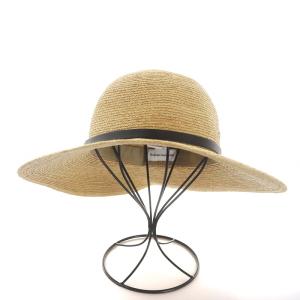 HELEN KAMINSKI MARGO ラフィアハット レザー ベルト ワンポイント ナチュラル 黒 ブラック