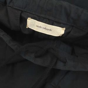 suzukitakayuki ギャザーワイドパンツ ウエストゴム リネン混 2 黒 ブラック