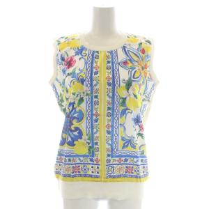 Chesty アンサンブルニット 2点セット ノースリーブカットソー レモン 総柄 カーディガン 長袖 F オフホワイト マルチカラー