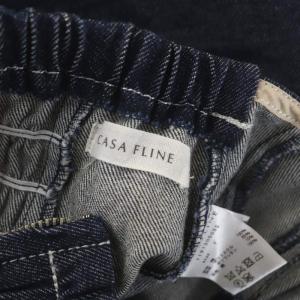 CASA FLINE フロントホック デニム ワンピース キャミワンピース 切替 プリーツ ロング F 紺 ネイビー