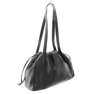 LOEWE 巾着バッグ ハンドバッグ レザー ロゴ型押し 黒 ブラック