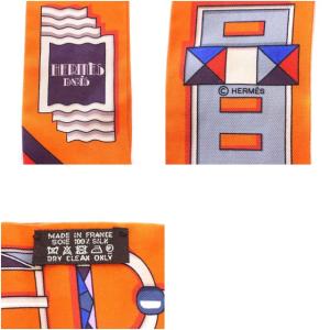 HERMES ツイリー スカーフ 総柄 シルク オレンジ