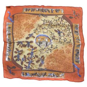 スカーフ プチカレ カレ40 Neige d'Antan 去年の冬 シルク オレンジ