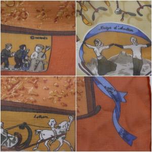 HERMES スカーフ プチカレ カレ40 Neige d'Antan 去年の冬 シルク オレンジ