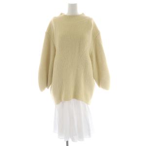 22AW ヘムボリュームコンビニットワンピース ひざ丈 ニット セーター 長袖 F ベージュ