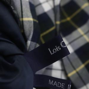 Lois CRAYON チェック柄 キャミワンピース カシュクール ロング M 紺 白 ネイビー ホワイト