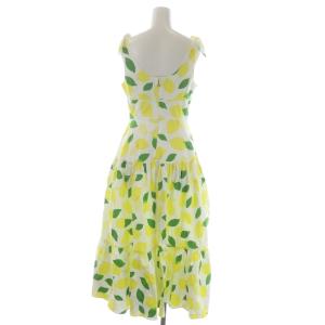 kate spade new york レモン トス ティアード マキシ ドレス ワンピース ロング 2 白 ホワイト 黄色 イエロー 緑 グリーン