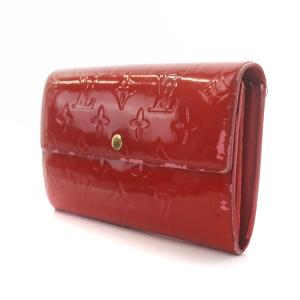 LOUIS VUITTON モノグラムヴェルニ ポシェット ポルト モネ クレディ 長財布 エナメル レザー 赤 レッド M91983