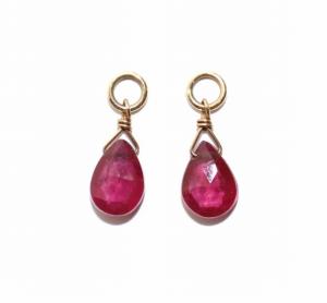 agete カラーストーン チャーム 2個セット ピアスチャーム 赤紫 アクセサリー ジュエリー