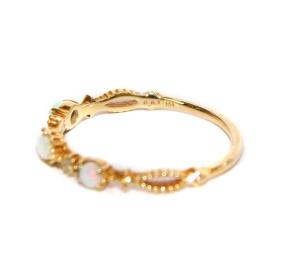 agete リング オパール ダイヤモンド 0.01ct K14 13号 ゴールド