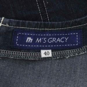 M'S GRACY デニムフリンジ ノースリーブワンピース 膝丈 40 紺 ネイビー