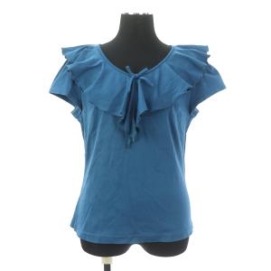 M'S GRACY フリル リボン カットソー 半袖 コットン 40 青 ブルー