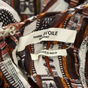 ISABEL MARANT ETOILE コットン総柄フリルブラウス 半袖 プルオーバー 34 白 マルチカラー ホワイト