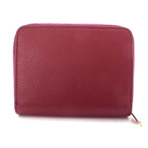 CELINE コンパクトジップ ウォレット 新ロゴ 財布 カードケース ラウンドファスナー レザー 赤 レッド