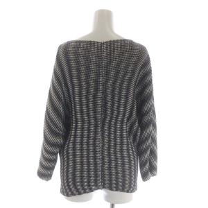 ISSEY MIYAKE プリーツ ドット 七分袖 トップス カットソー ブラウス ストライプ ドルマン 2 黒 白 ブラック ホワイト