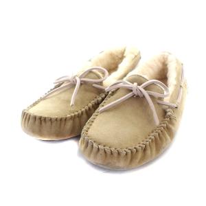 モカシン フラットシューズ ムートン 23cm ベージュ 5612