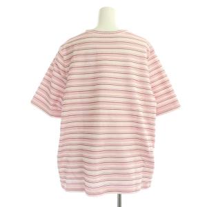 Leilian ホワイトレーベル ボーダー クルーネック 半袖カットソー Tシャツ コットン混 17+ 白 ピンク ホワイト