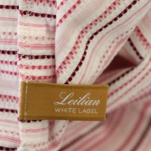 Leilian ホワイトレーベル ボーダー クルーネック 半袖カットソー Tシャツ コットン混 17+ 白 ピンク ホワイト