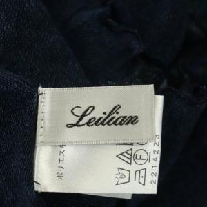 Leilian 近年モデル シアーペイズリープリントハイネックカットソー 七分袖 大きいサイズ 13+ 紺 マルチカラー ネイビー