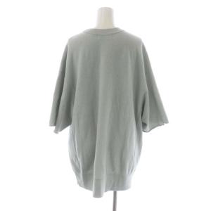 AMERICANA アントウィッシュ裏毛 カットオフリバースウィーブスウェット トレーナー チュニック丈 七分袖 スモークグリーン 白