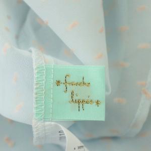 franche lippée シースルーブラウス 長袖 プルオーバー 総柄 刺繍 素材切替 M アイボリー 水色 ピンク